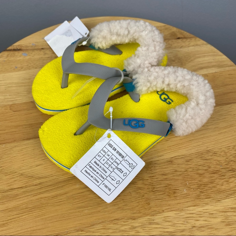 UGG Babies Yia Yia Shearling Strap Sandals Neon